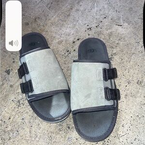 UGG Gray and Black Slide Sandals